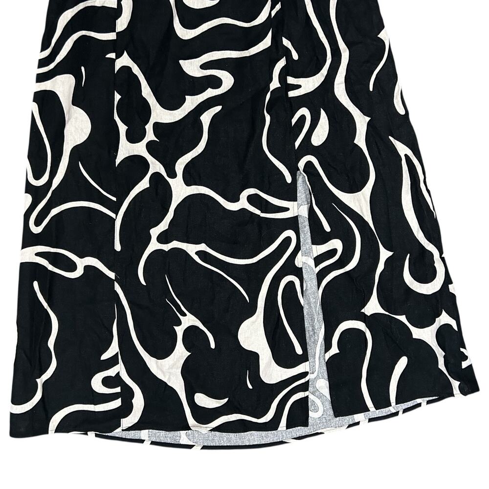 NEW Sam Edelman Merisa Linen-Blend Cutout Midi Sundress Black White M - Picture 5 of 16